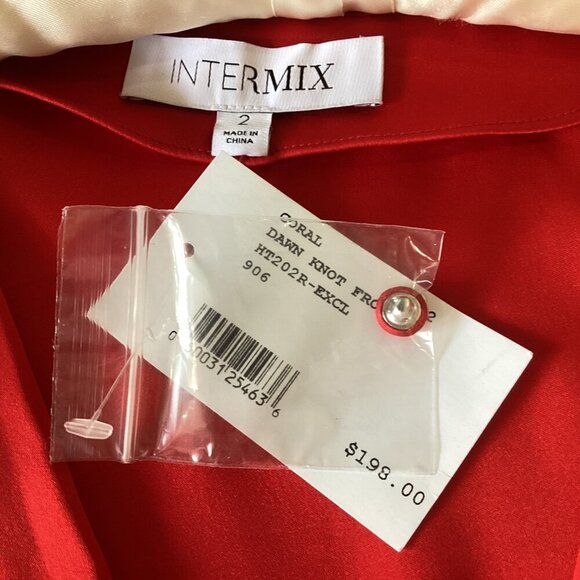 NWT INTERMIX Dawn Silk Knot Front Top Size 2 Coral - Picture 12 of 15